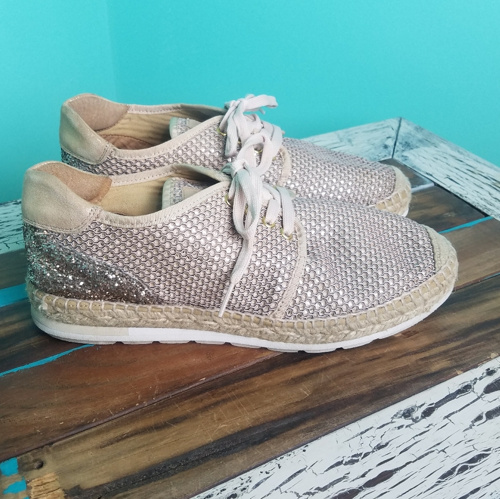 Kanna tan and gold espadrille sneakers